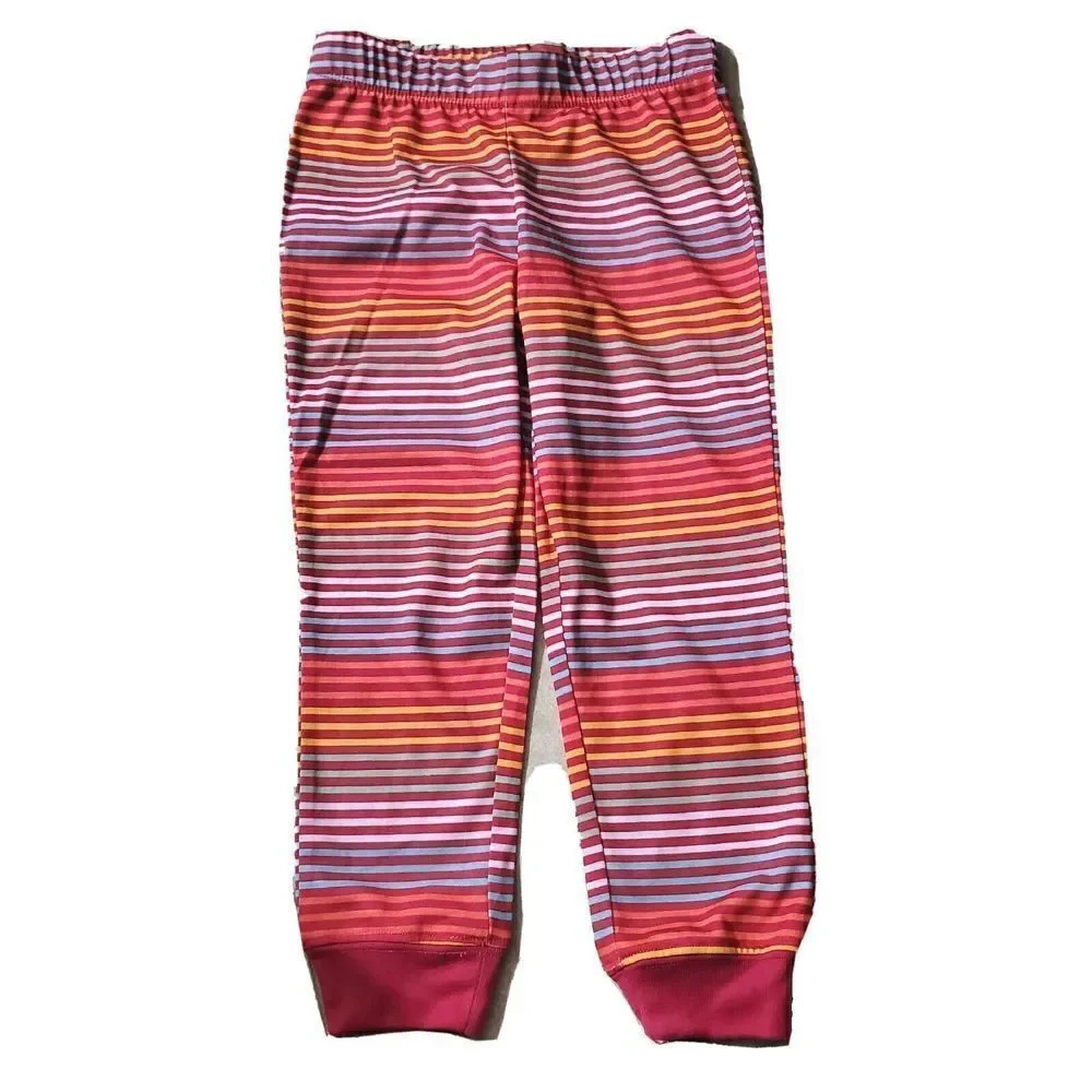 Cat & Jack Pajama Pant Girls Toddler XS 4 5 Red Striped Cuffed Elastic Waist New